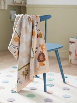 John Lewis Eden Safari Knitted Blanket, Multi - view 2, Multi