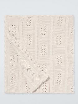 John Lewis Scallop Trim Knitted Blanket, Natural