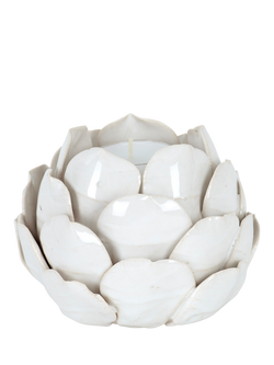 Neptune Suthfield Small Stoneware Artichoke Tealight Candle Holder, Off White, Off White