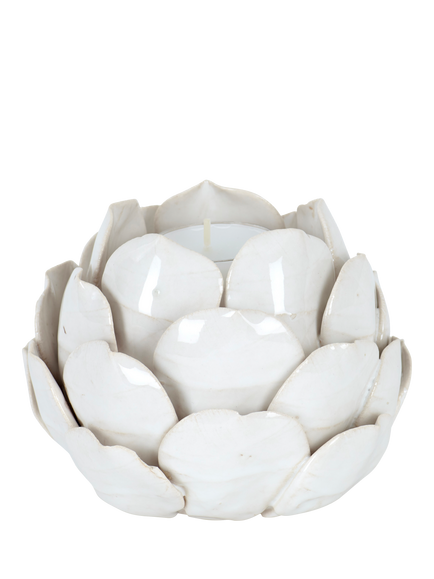 Neptune Suthfield Small Stoneware Artichoke Tealight Candle Holder, Off White, Off White