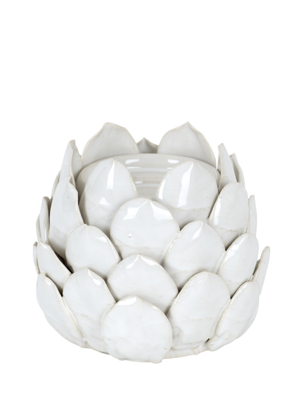 Neptune Suthfield Medium Stoneware Artichoke Tealight Candle Holder, Off White, Off White