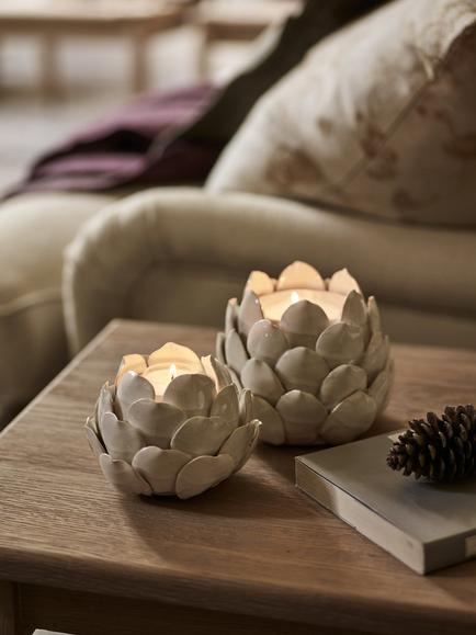 Neptune Suthfield Medium Stoneware Artichoke Tealight Candle Holder, Off White - view 2, Off White