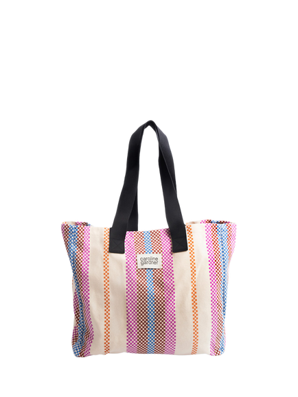 Caroline Gardner Check Stripe Tote Bag, Check Stripe, Check Stripe