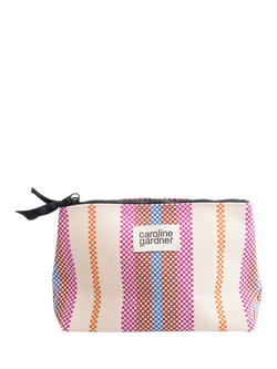 Caroline Gardner Check Stripe Makeup Bag, Check Stripe, Check Stripe