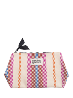 Caroline Gardner Check Stripe Makeup Bag, Check Stripe - view 2, Check Stripe