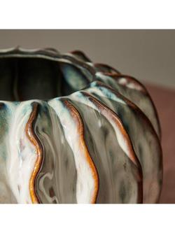 Neptune Lavington Round Stoneware Vase, H22cm, Blue - view 2, Blue