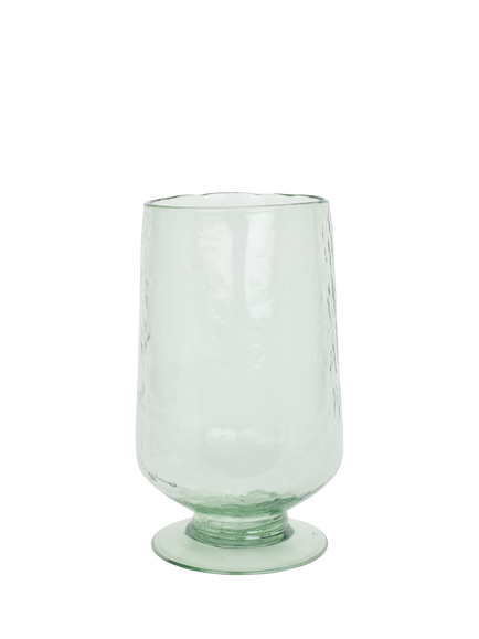 Neptune Raynes Large Hammered Glass Hurricane Vase, H30.5cm, Green, Green