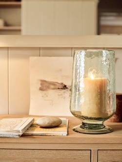 Neptune Raynes Large Hammered Glass Hurricane Vase, H30.5cm, Green - view 2, Green