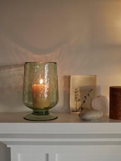 Neptune Raynes Medium Hammered Glass Hurricane Vase, H22cm, Green - view 2, Green