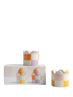 Caroline Gardner Check Stoneware Egg Cups, Pack of 2, Multi - view 2, Multi