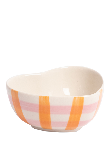 Caroline Gardner Check Heart Trinket Bowl, Pink/Orange, Pink/Orange