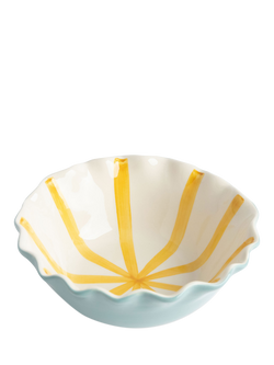 Caroline Gardner Stripe Frilly Bowl, Mustard/Blue - view 2, Mustard/Blue