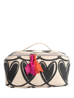 Caroline Gardner Monochrome Hearts Lay Flat Wash Bag, Mono, Mono