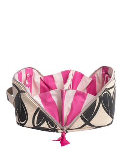 Caroline Gardner Monochrome Hearts Lay Flat Wash Bag, Mono - view 2, Mono