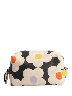 Caroline Gardner Flower Large Wash Bag, Charcoal, Charcoal