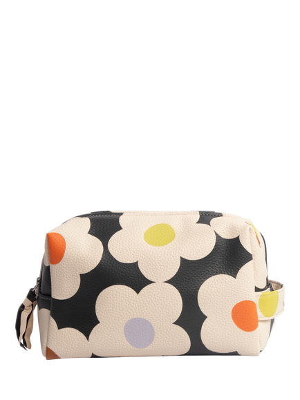 Caroline Gardner Flower Large Wash Bag, Charcoal, Charcoal