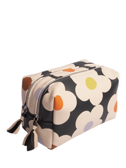Caroline Gardner Flower Large Wash Bag, Charcoal - view 2, Charcoal