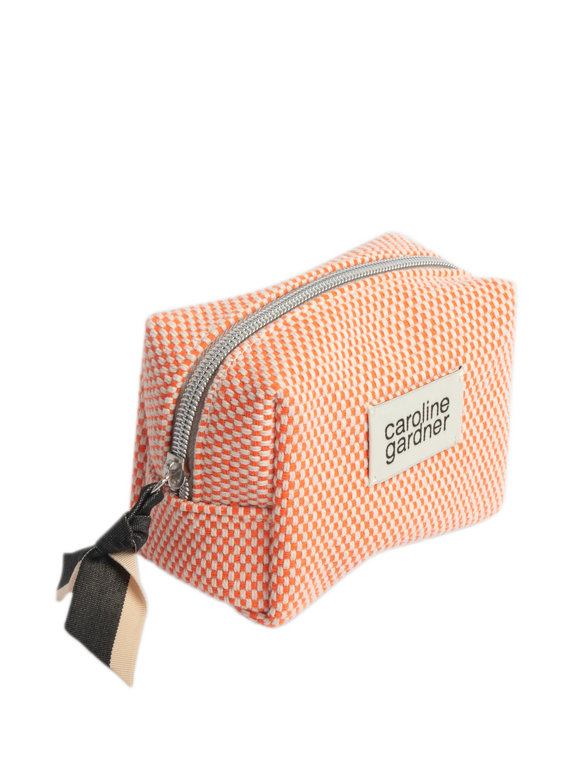 Product image 2 of 4, which shows Caroline Gardner Checks Mini Cosmetic Bag, Orange