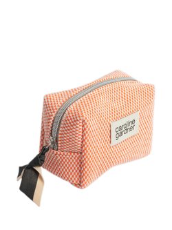 Caroline Gardner Checks Mini Cosmetic Bag, Orange - view 2, Orange