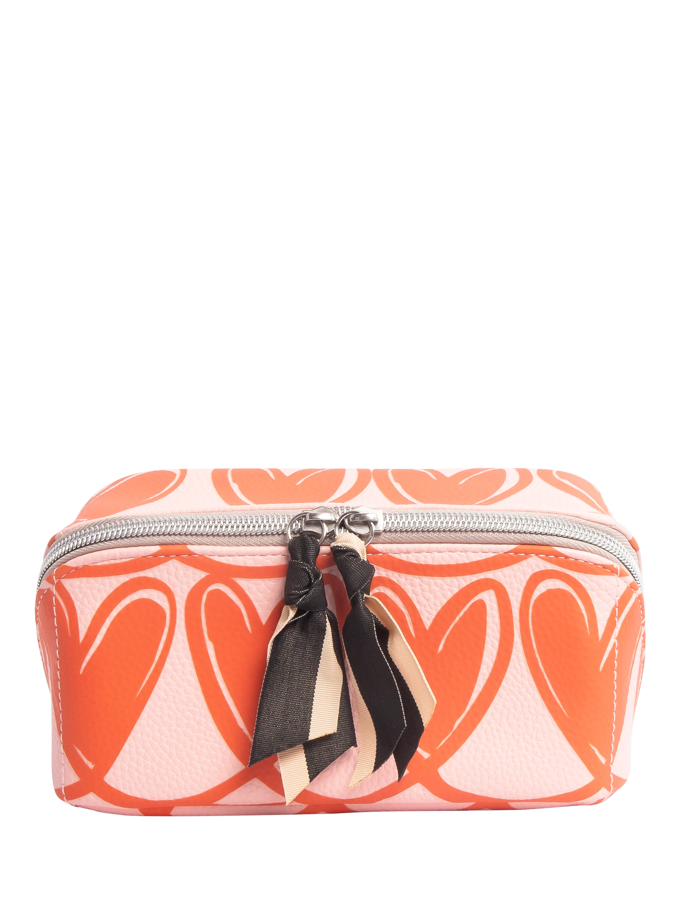 Product image 1 of 4, which shows Caroline Gardner Hearts Cosmetic Bag, Pink