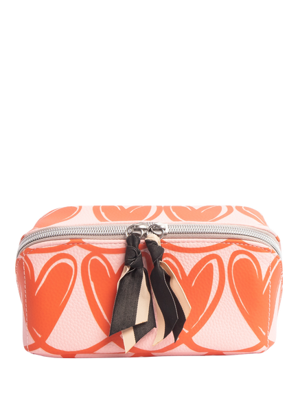 Caroline Gardner Hearts Cosmetic Bag, Pink, Pink