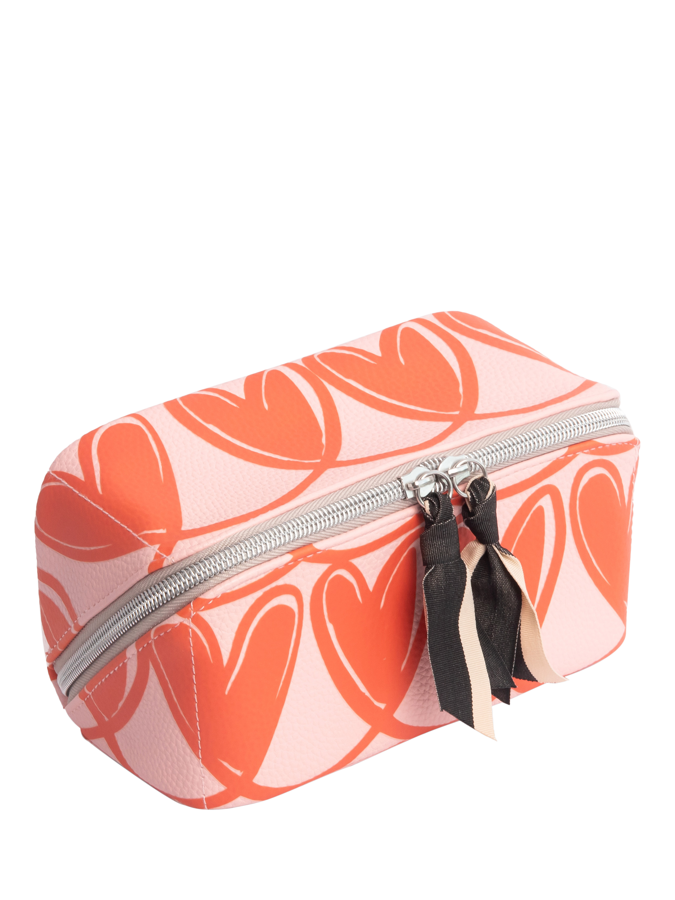 Product image 4 of 4, which shows Caroline Gardner Hearts Cosmetic Bag, Pink