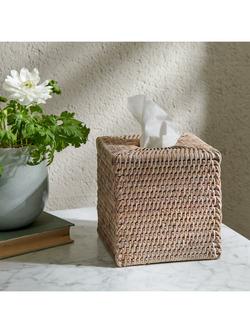 Neptune Ashcroft Rattan Tissue Box, Natural/White Washed - view 2, Natural/White Washed