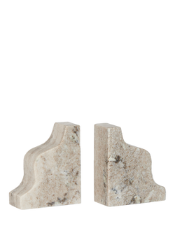 Neptune Malborough Curved Marble Bookends, Set of 2, Natural, Natural