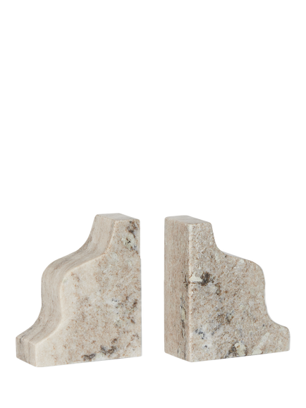 Neptune Malborough Curved Marble Bookends, Set of 2, Natural, Natural