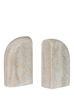 Neptune Malborough Round Marble Bookends, Set of 2, Natural, Natural