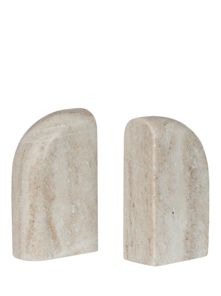 Neptune Malborough Round Marble Bookends, Set of 2, Natural, Natural