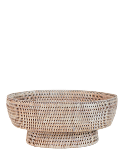 Neptune Ashcroft Rattan Fruit Bowl, 30cm, Natural/White Washed, Natural/White Washed