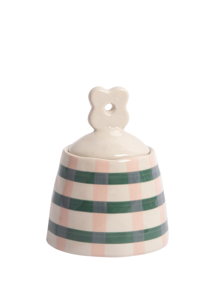 Caroline Gardner Floral Lid Jar, Pink/Teal, Pink/Teal
