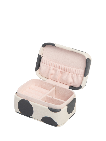 Caroline Gardner Spot Mini Jewellery Box, Black/White - view 2, Black/White