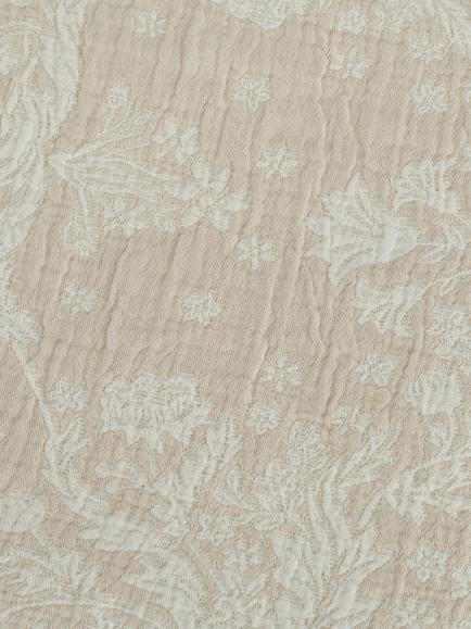 Neptune Etta Reversible Woven Floral Jacquard Cotton Bedspread, Natural/Cream - view 2, Natural & Cream