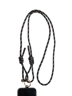 Caroline Gardner Cord Long Phone Strap, Black, Black