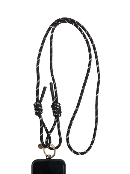 Caroline Gardner Cord Long Phone Strap, Black, Black
