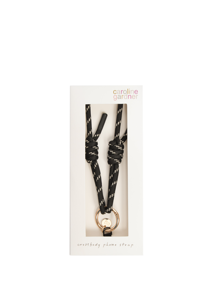 Caroline Gardner Cord Long Phone Strap, Black - view 2, Black