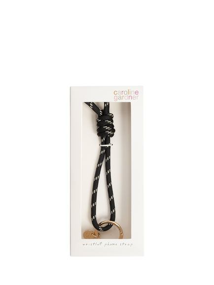 Caroline Gardner Cord Short Phone Strap, Black - view 2, Black