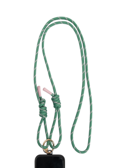 Caroline Gardner Cord Long Phone Strap, Green/Pink, Green/Pink