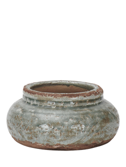 Neptune Broseley Low Indoor/Outdoor Earthenware Plant Pot, 21.5cm, Moss, Moss