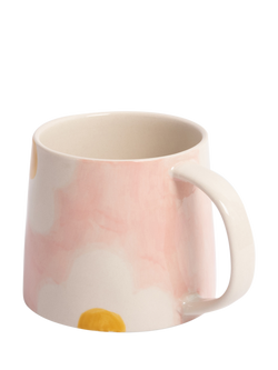 Caroline Gardner Flowers Ceramic Mug, 300ml, Pink/Mustard - view 2, Pink/Mustard