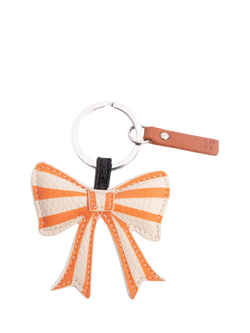 Caroline Gardner Stripe Bow Keyring, Pink/Red, Pink/Red