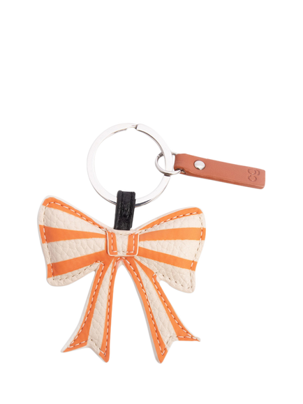 Caroline Gardner Stripe Bow Keyring, Pink/Red, Pink/Red