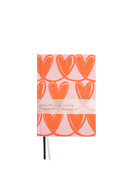 Caroline Gardner A5 Linked Hearts Notebook, Pink - view 2, Pink