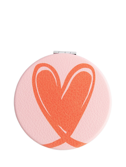 Caroline Gardner Linked Hearts Pocket Mirror, Pink/Orange, Pink/Orange