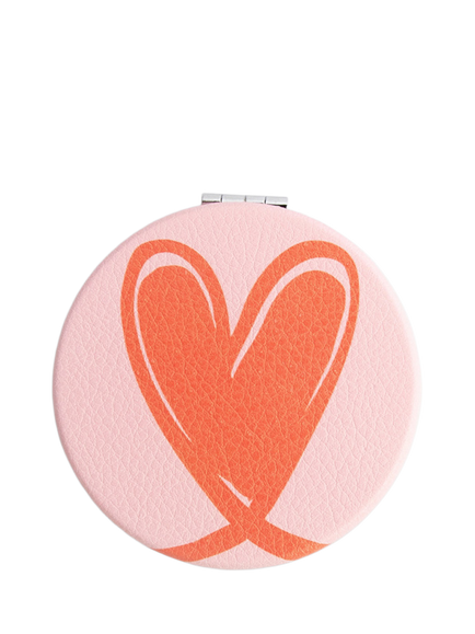Caroline Gardner Linked Hearts Pocket Mirror, Pink/Orange, Pink/Orange