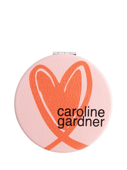 Caroline Gardner Linked Hearts Pocket Mirror, Pink/Orange - view 2, Pink/Orange