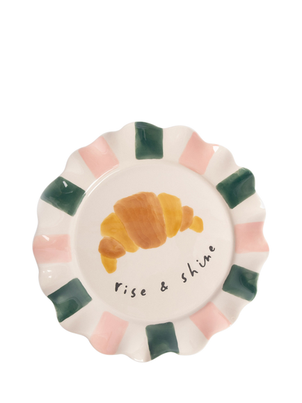 Caroline Gardner Croissant Plate, Pink/Mustard, Pink/Mustard