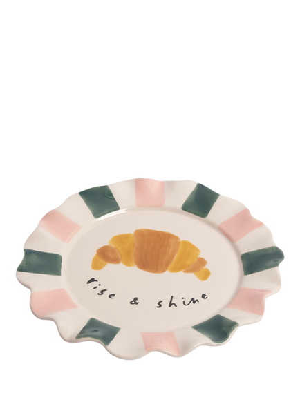 Caroline Gardner Croissant Plate, Pink/Mustard - view 2, Pink/Mustard